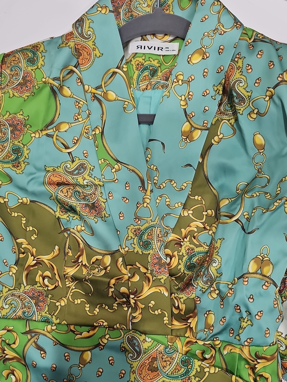 Siviri Turquoise & Olive Paisley Midi Dress